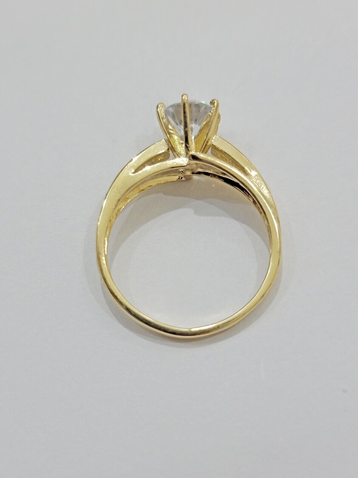 10k Yellow Gold Ring Ladies Wedding Band Real 10kt Solitaire Engagement Women - GoldenlinQ